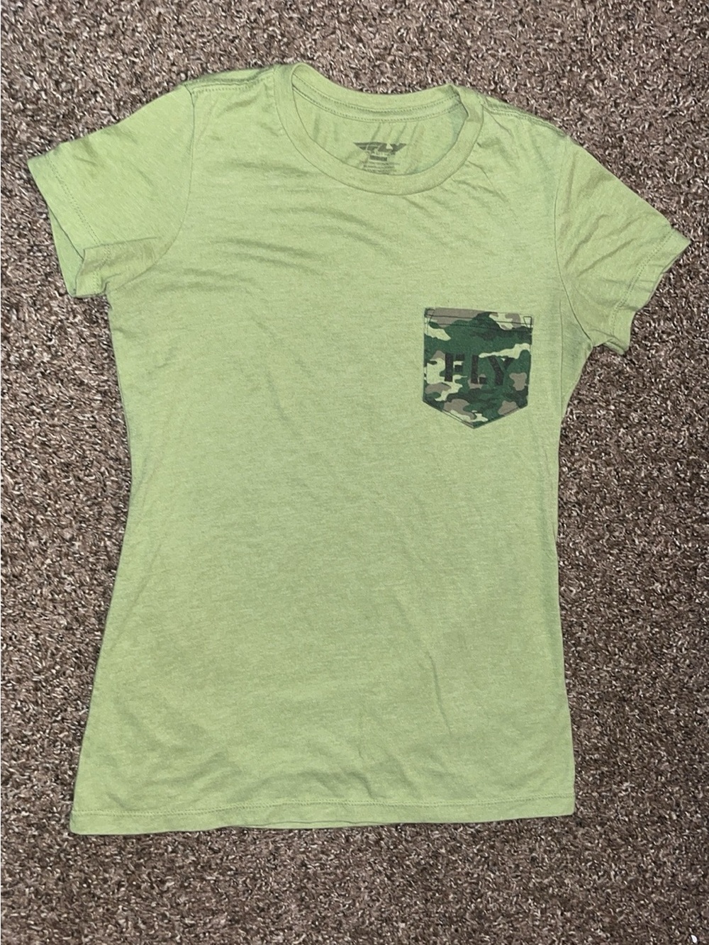 Olive Green Crew Neck Tee with Subtle Logo Print